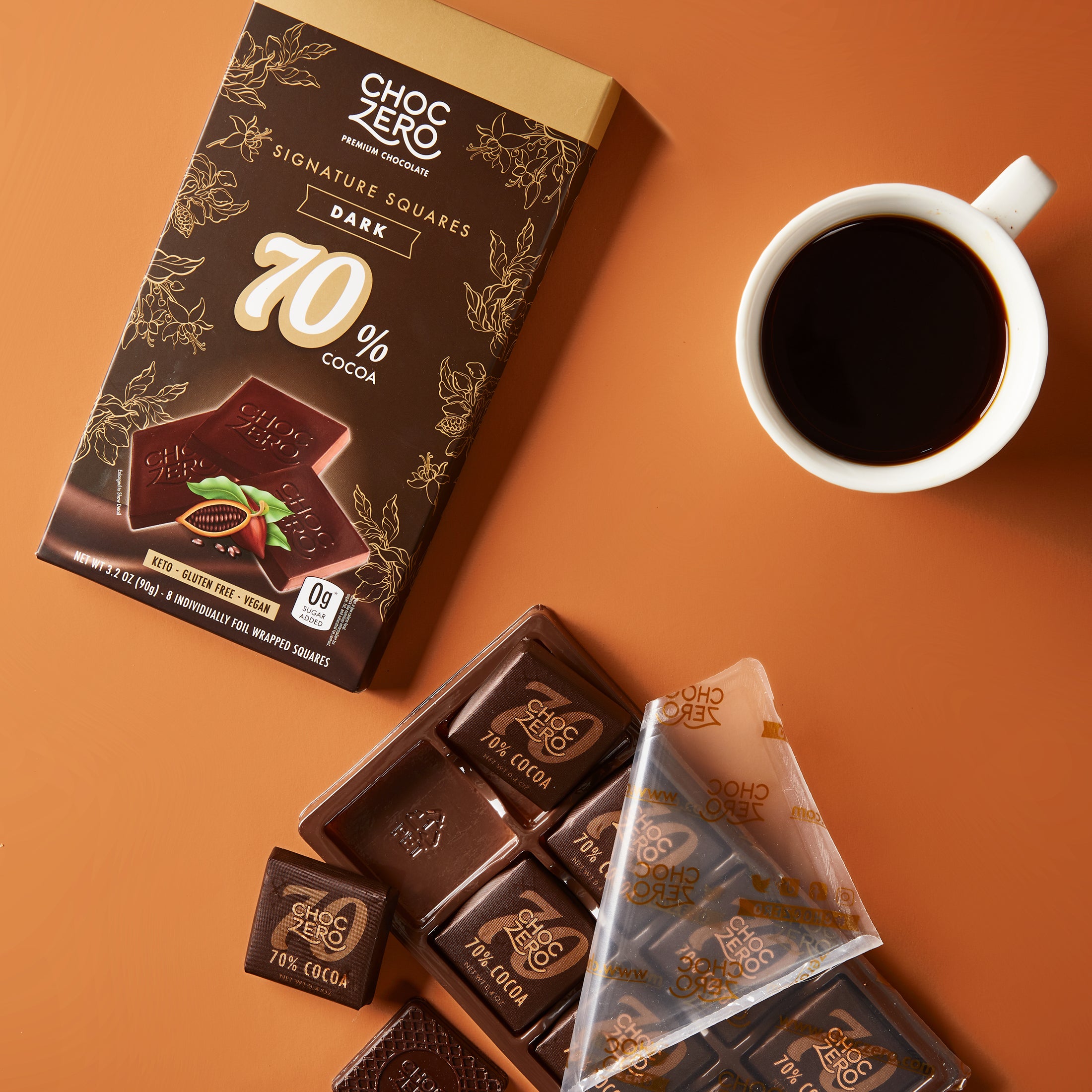 Keto 70% Dark Chocolate Squares | Sugar Free, Vegan and Low