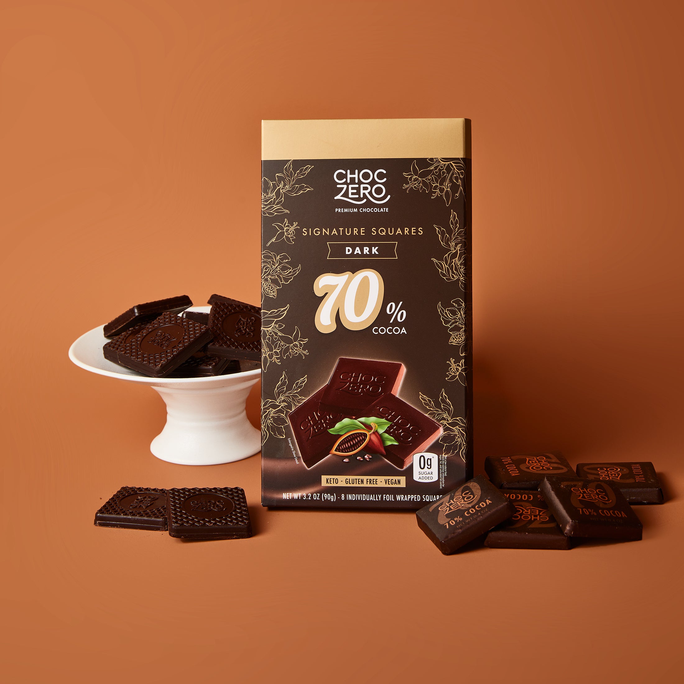 Keto 70% Dark Chocolate Squares | Sugar Free, Vegan and Low