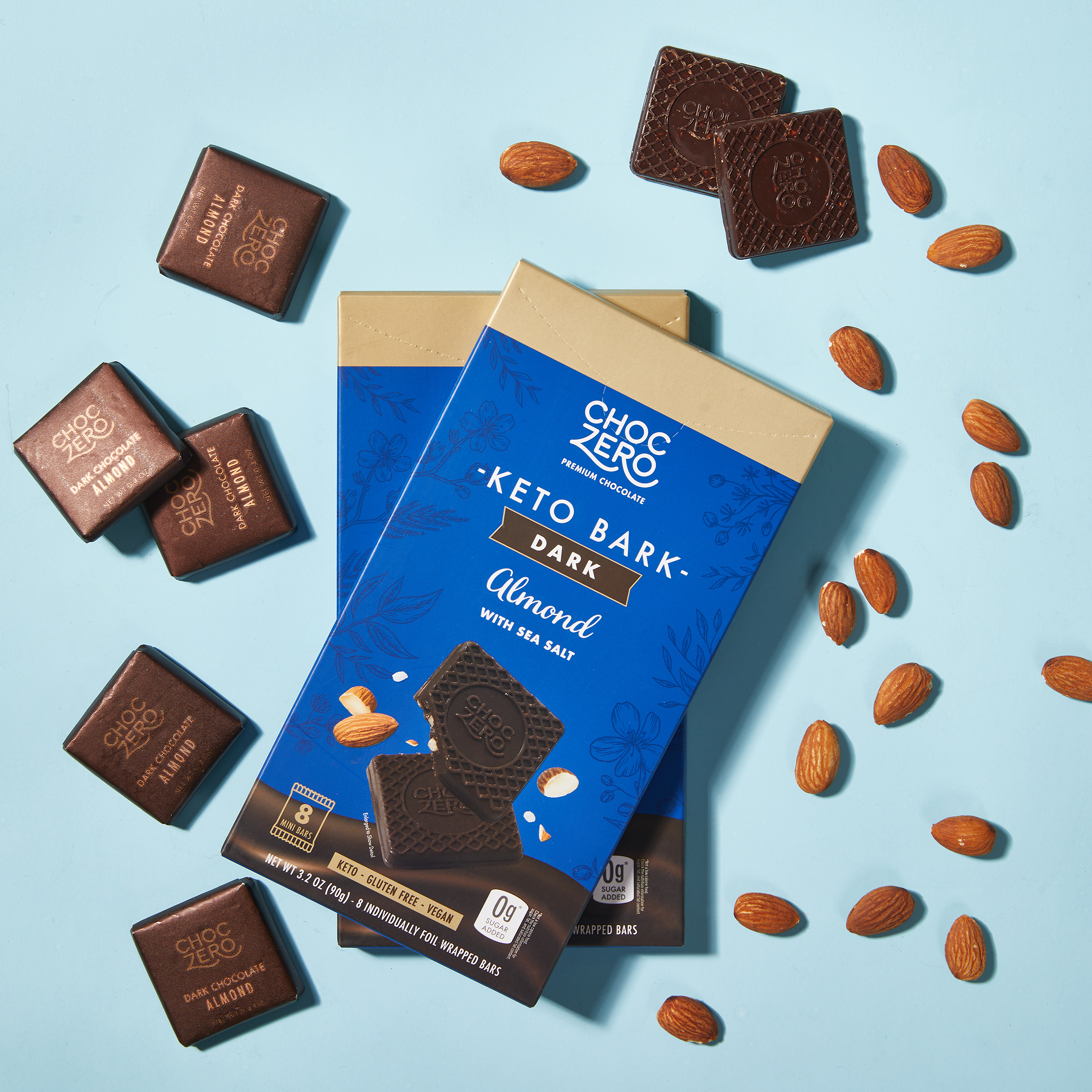 Sugar Free Dark Chocolate Almond Keto Bark Low Carb, Vegan