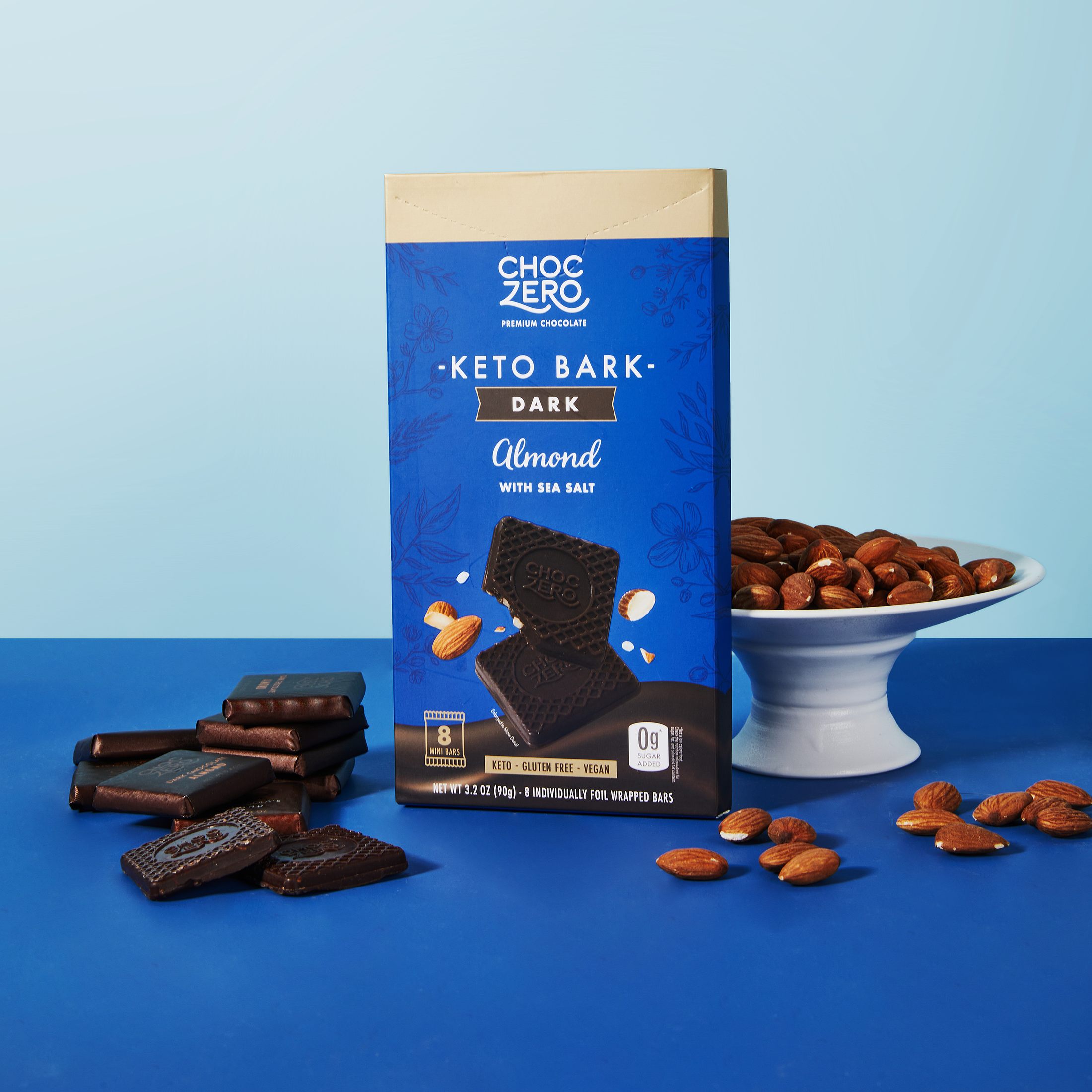 Sugar Free Dark Chocolate Almond Keto Bark - Low Carb, Vegan