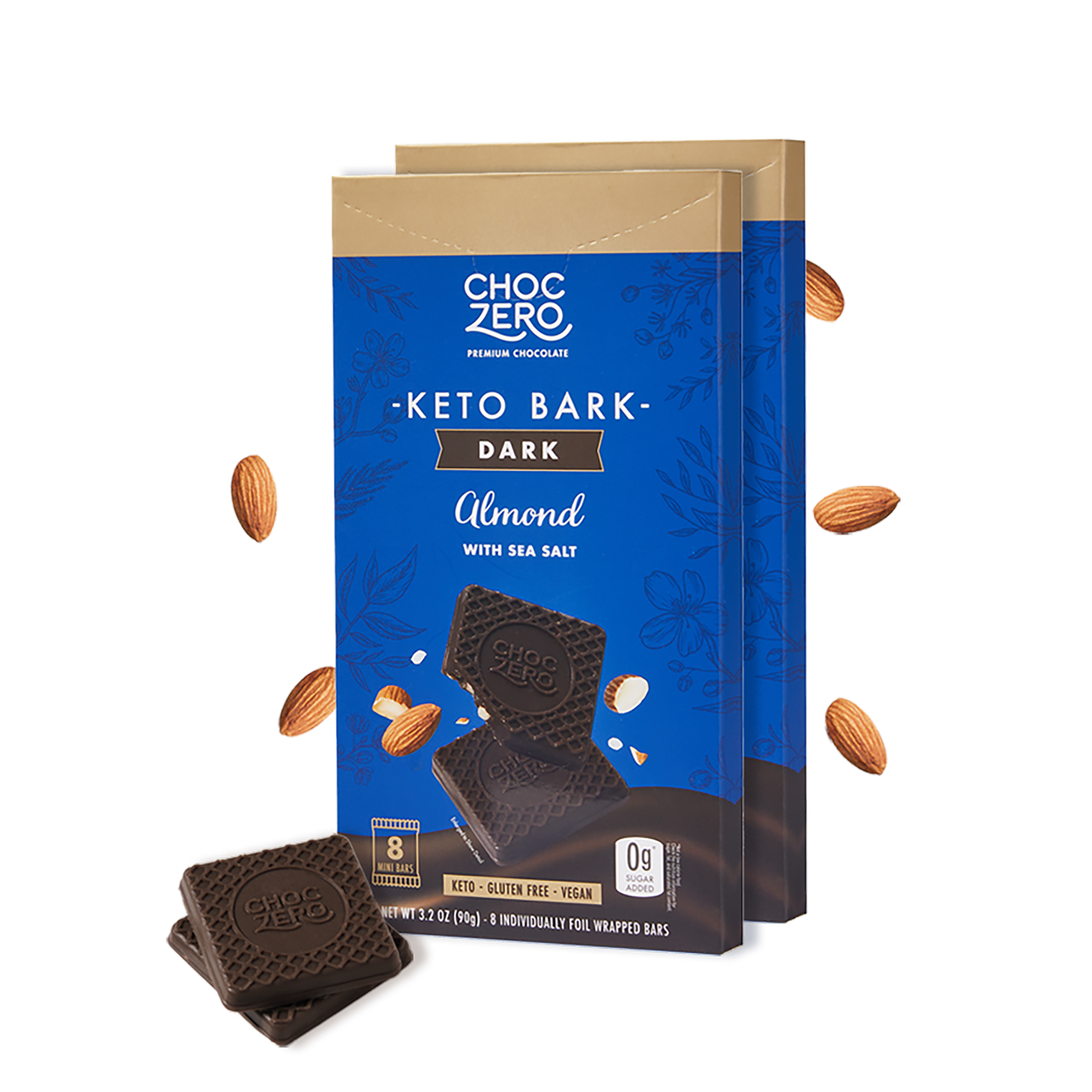 Sugar Free Dark Chocolate Almond Keto Bark - Low Carb, Vegan