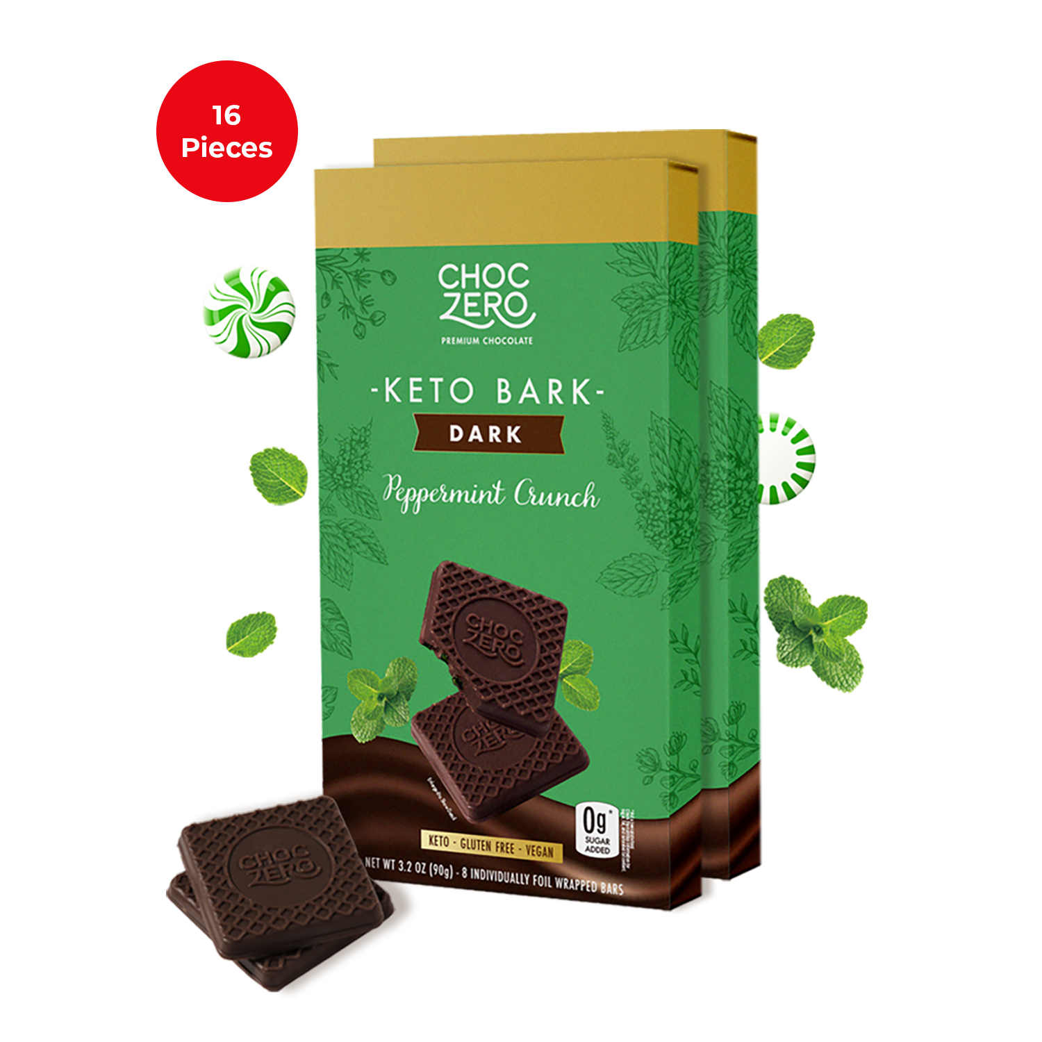 choco*°　804040 Dark Chocolate Peppermint Bark - Sugar Free, Low Carb – ChocZero