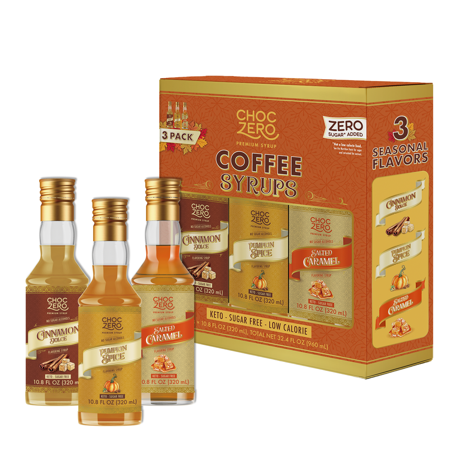 Sugar Free Coffee Syrup 3 Pack – Fall Flavors – ChocZero