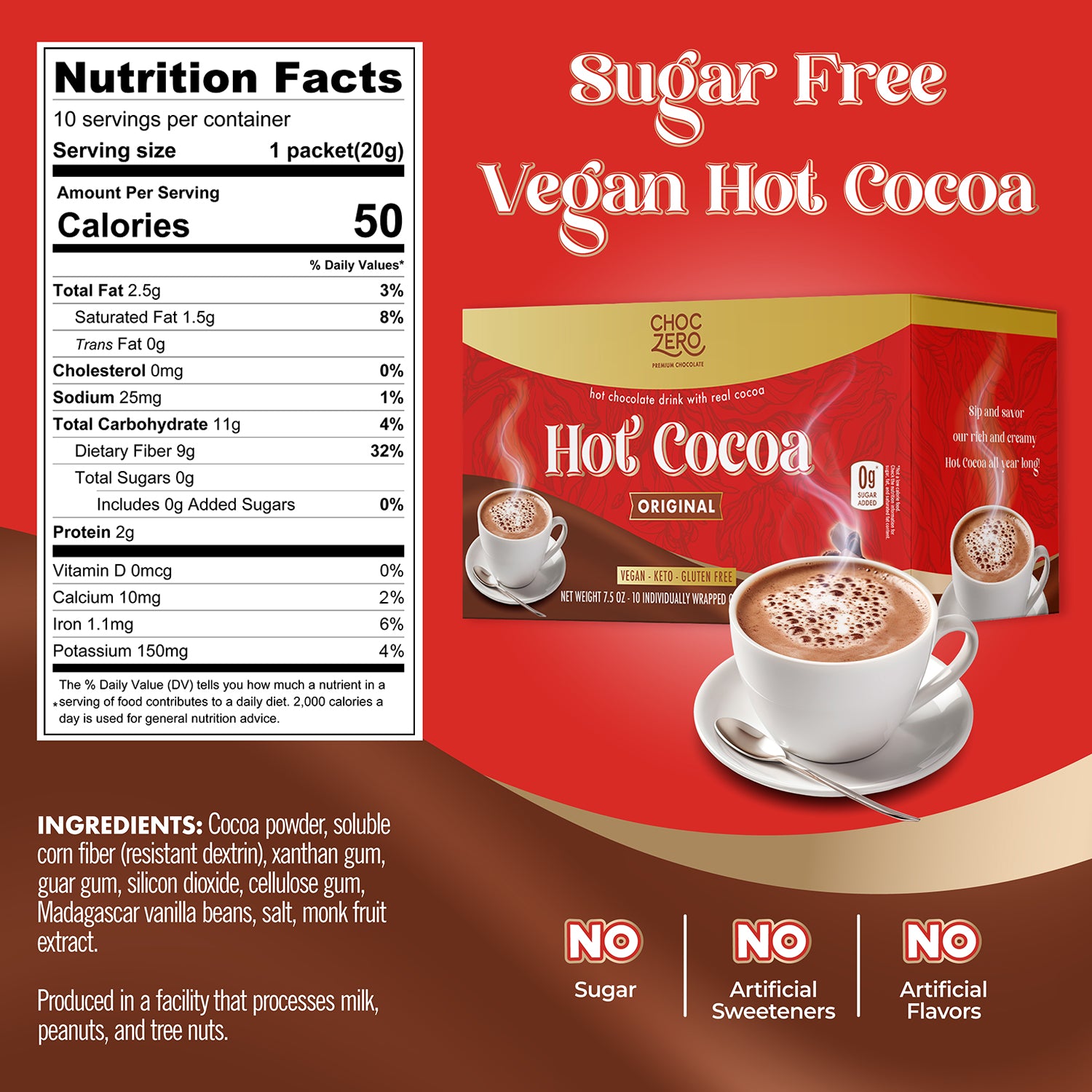Vegan Hot Cocoa Instant Mix - Sugar Free, Keto Friendly – ChocZero