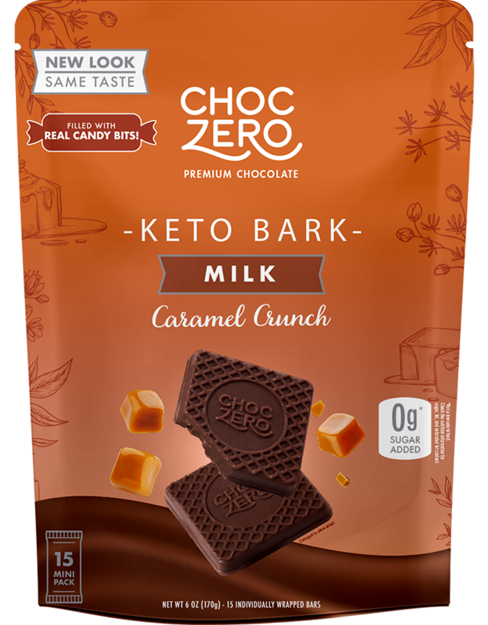 ChocZero, Keto Bark, Milk Chocolate, Caramel Crunch
