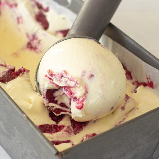 Keto White Chocolate Raspberry Ice Cream