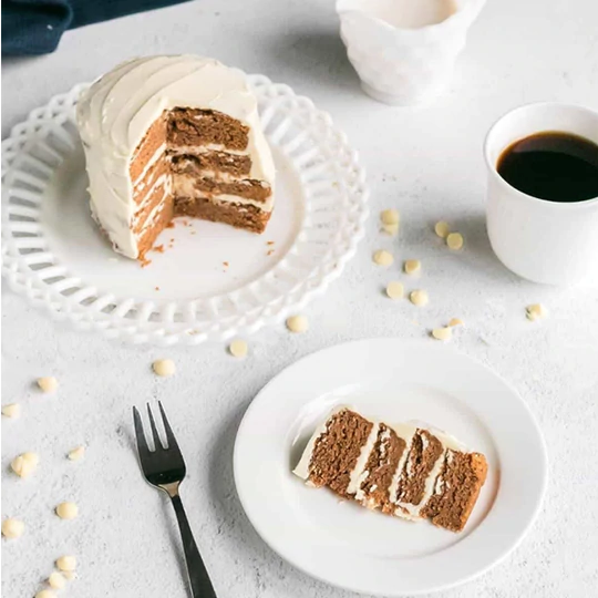 Keto Pumpkin Mug Cake with White Chocolate Frosting