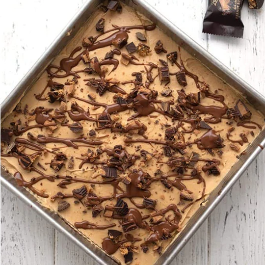 Chocolate & Peanut Butter Keto Poke Cake