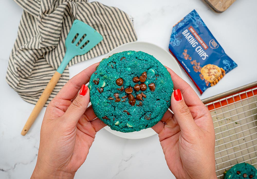 Keto Blue Monster Chocolate Chip Cookies
