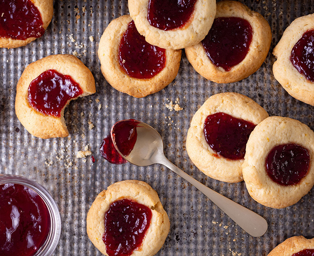 Keto Thumbprint Cookies made with Sugar Free Raspberry Jam ChocZero