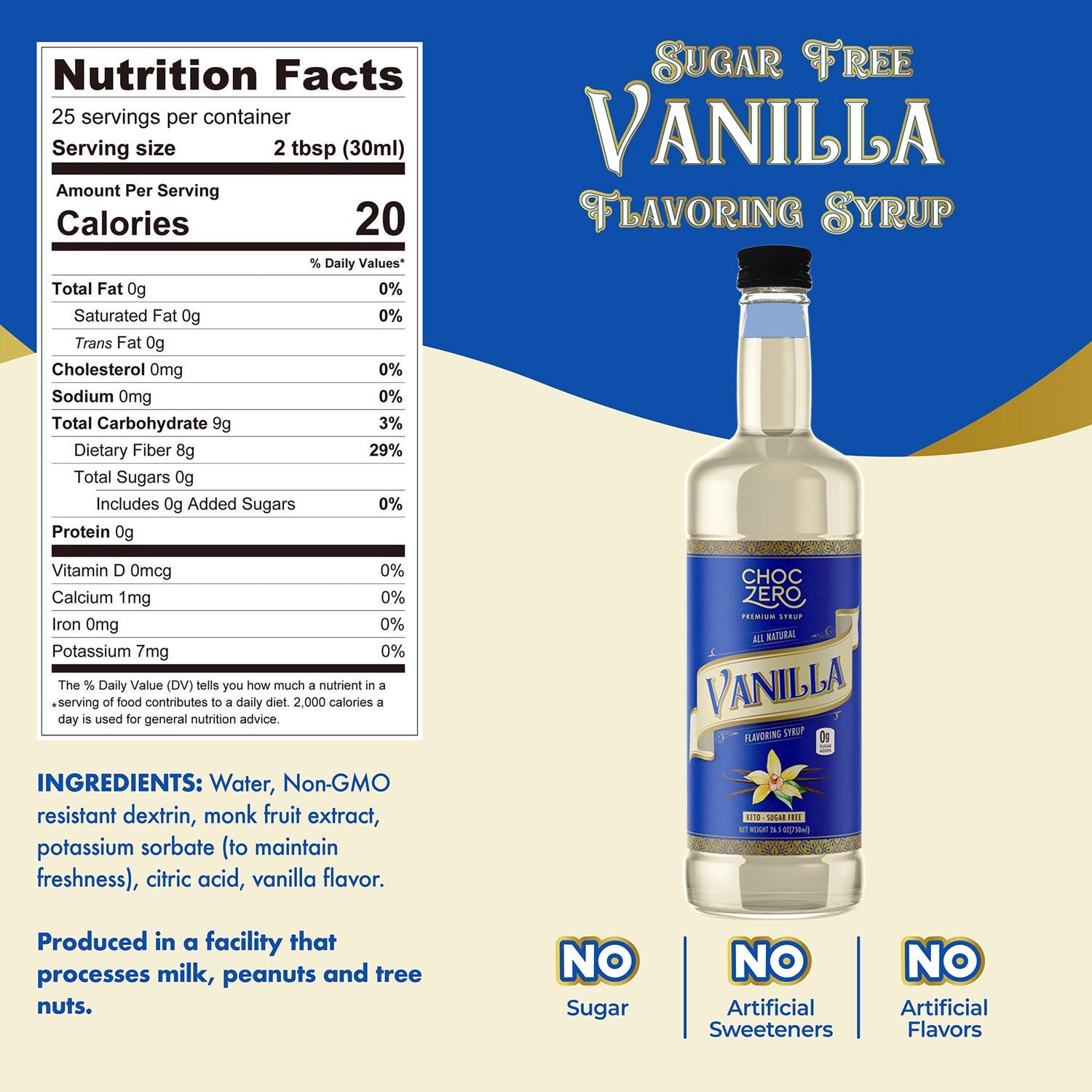 Sugar Free Vanilla Coffee Syrup Keto Friendly Flavoring Syrups ChocZero
