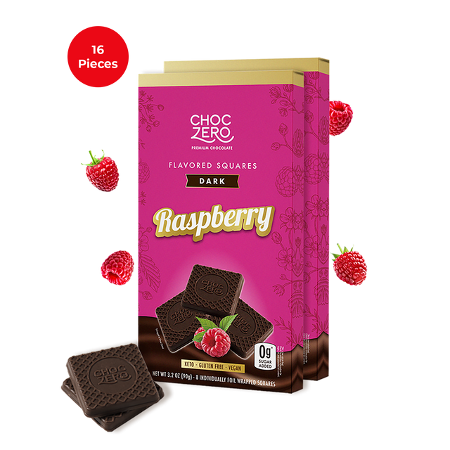 Raspberry Dark Chocolate Squares - Zero Sugar, Dairy Free – ChocZero