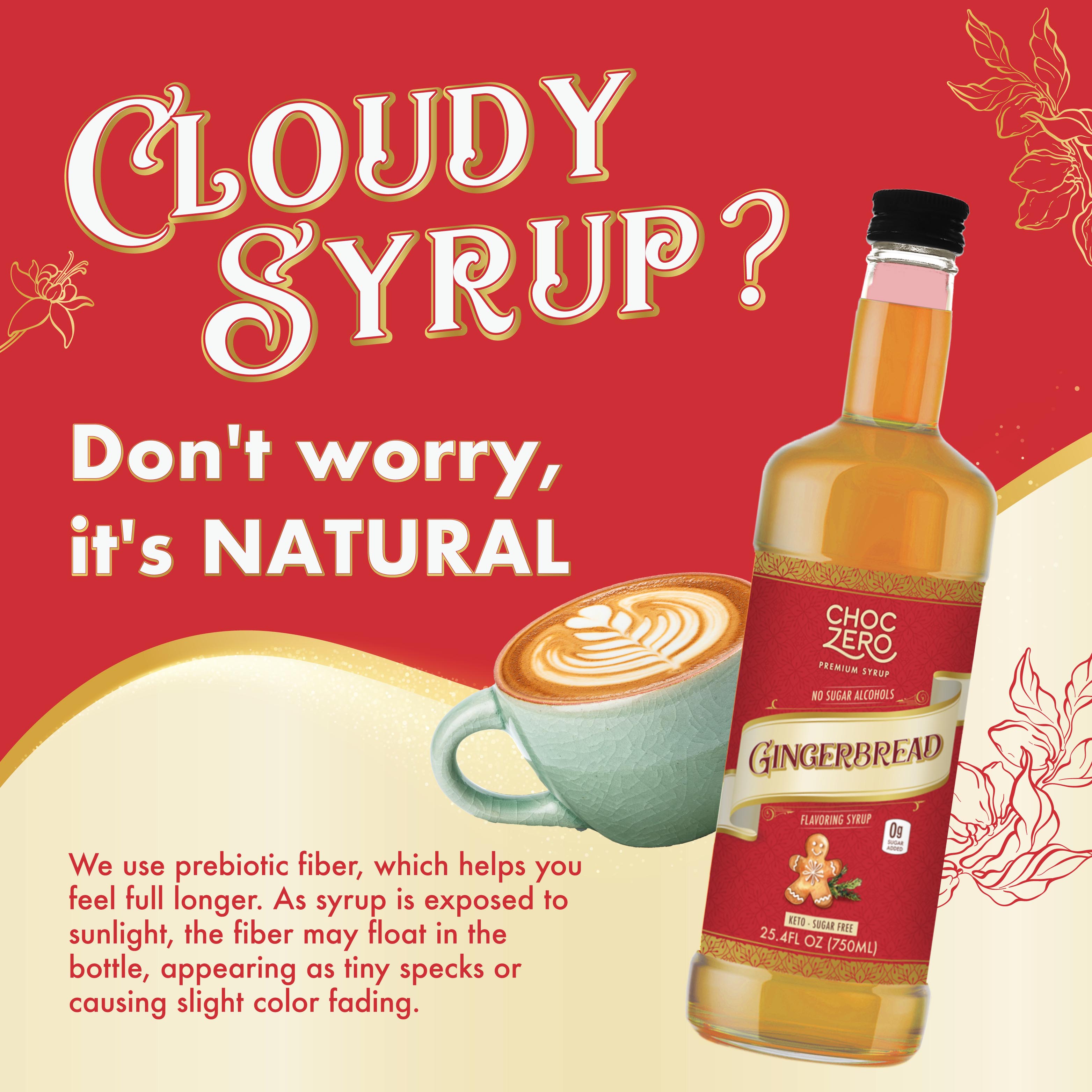 Sugar Free Gingerbread Coffee Syrup Keto Friendly, No Aspartame ChocZero