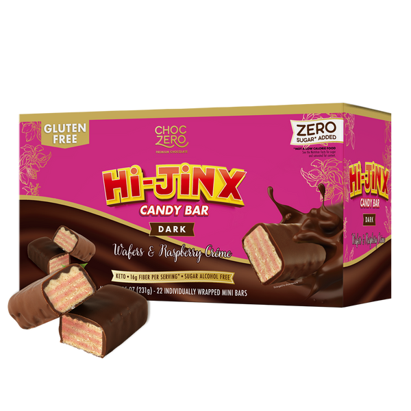 No Sugar Added Dark Chocolate Raspberry Wafer Candy Bars – Hi-Jinx