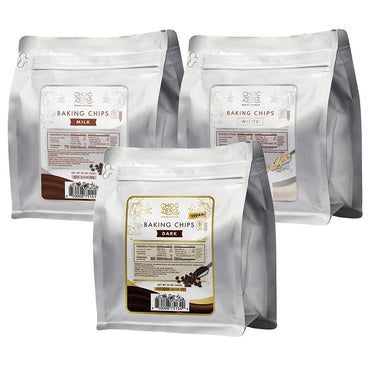 Keto Chocolate Chips Variety Bundle - White, Milk & Dark Baking Chips 3-pack