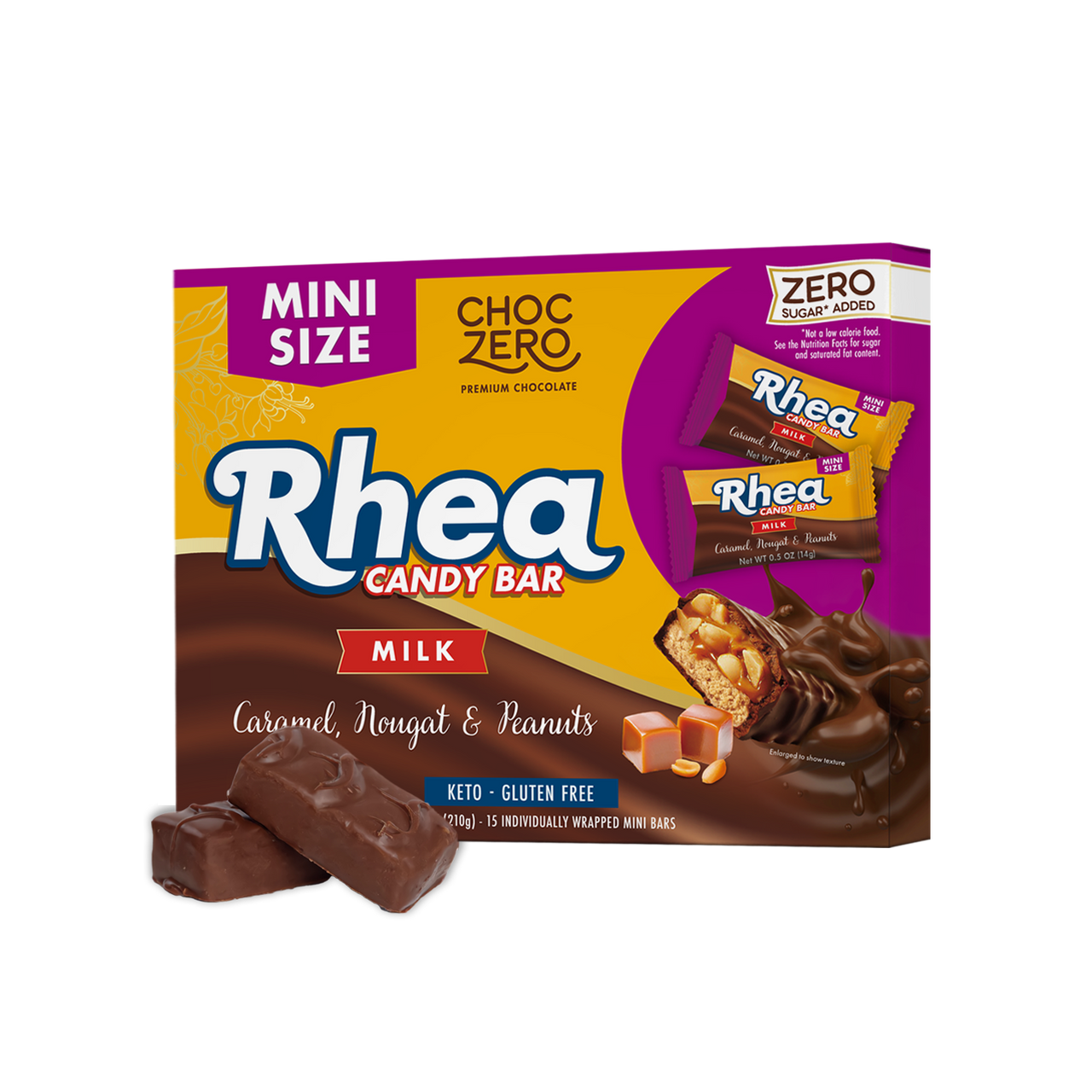 Mini Rhea Bars – No Sugar Added Candy Bars – ChocZero
